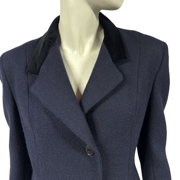 Womens Vintage Brooks Brothers Tailored Long Wool Overcoat Navy - Picture 2 of 10